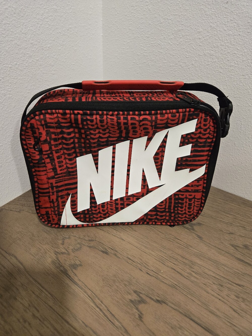 Nike Red & Black Lunch Bag with Bold Logo